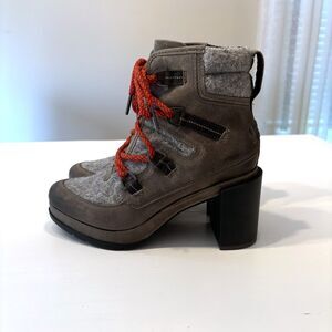 Sorel Women's Blake Waterproof Lace-Up Gray‎ Leather Booties Hiking Boots US 7.5